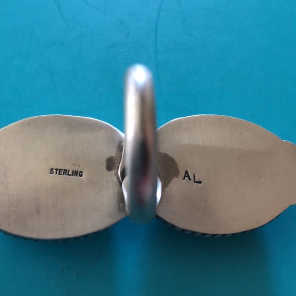 2 stone Royston turquoise and 925 ring size 9 by Augustine Largo. - Picture 2 of 2